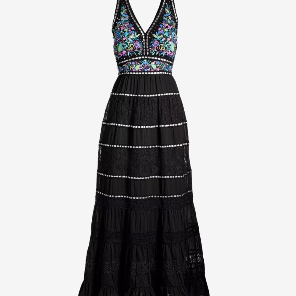 Embroidered Black Maxi Dress
